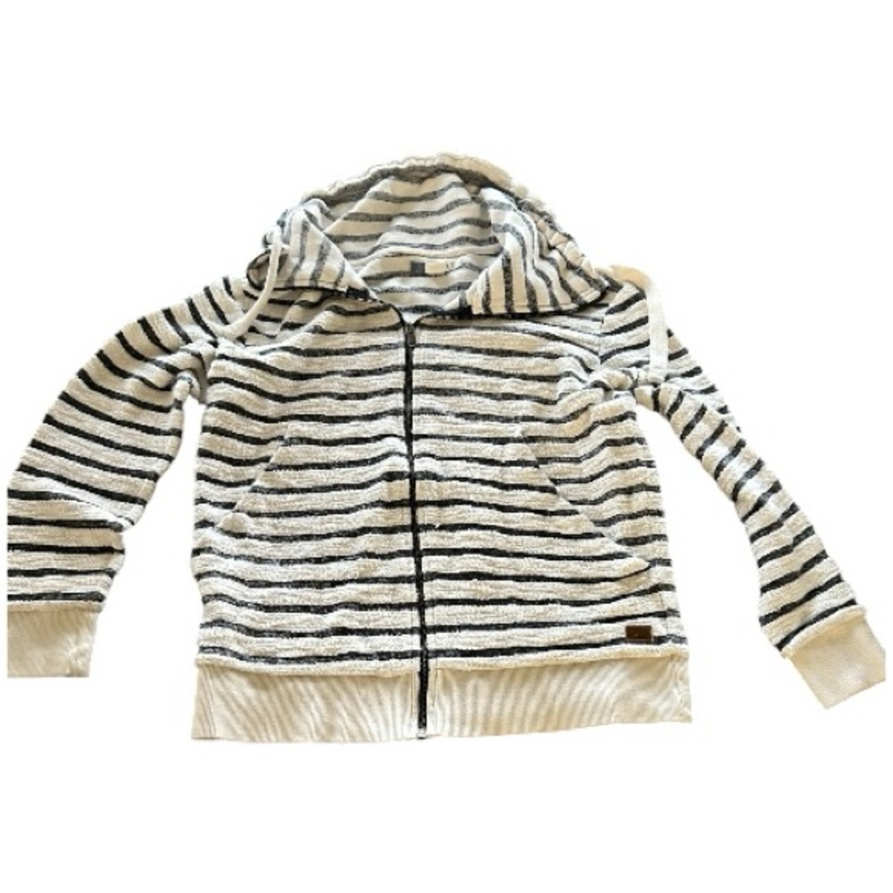 Roxy navy blue white striped zip up jacket